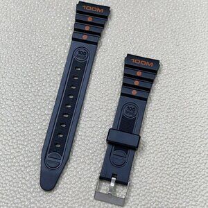 Hadley-Roma 19mm Regular Length Black Rubber Strap - Item # MS925 Orange